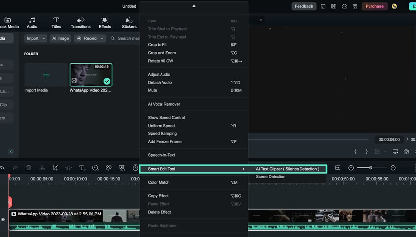 access ai tool from timeline options