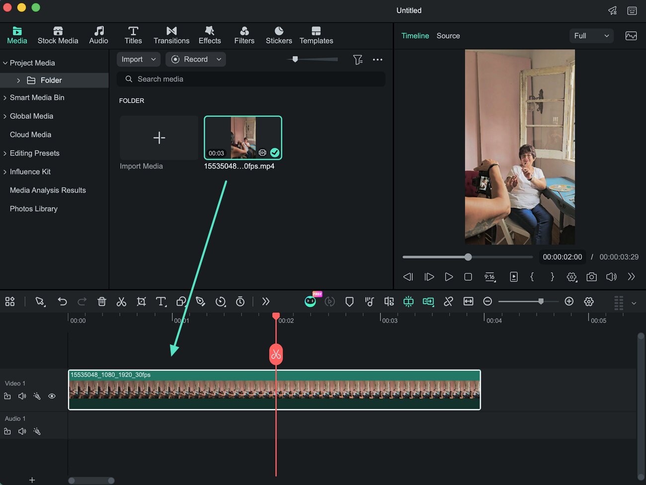 place video clip timeline
