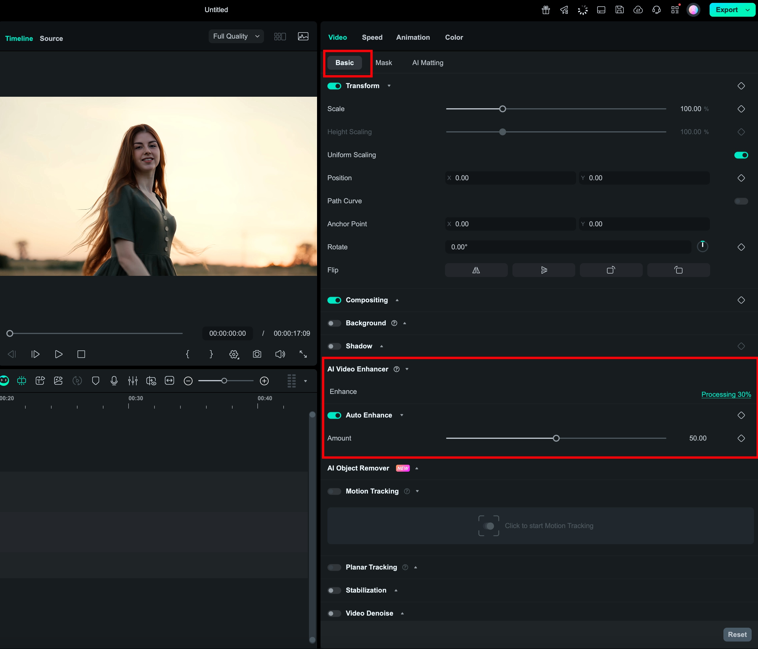 enable ai video enhancer