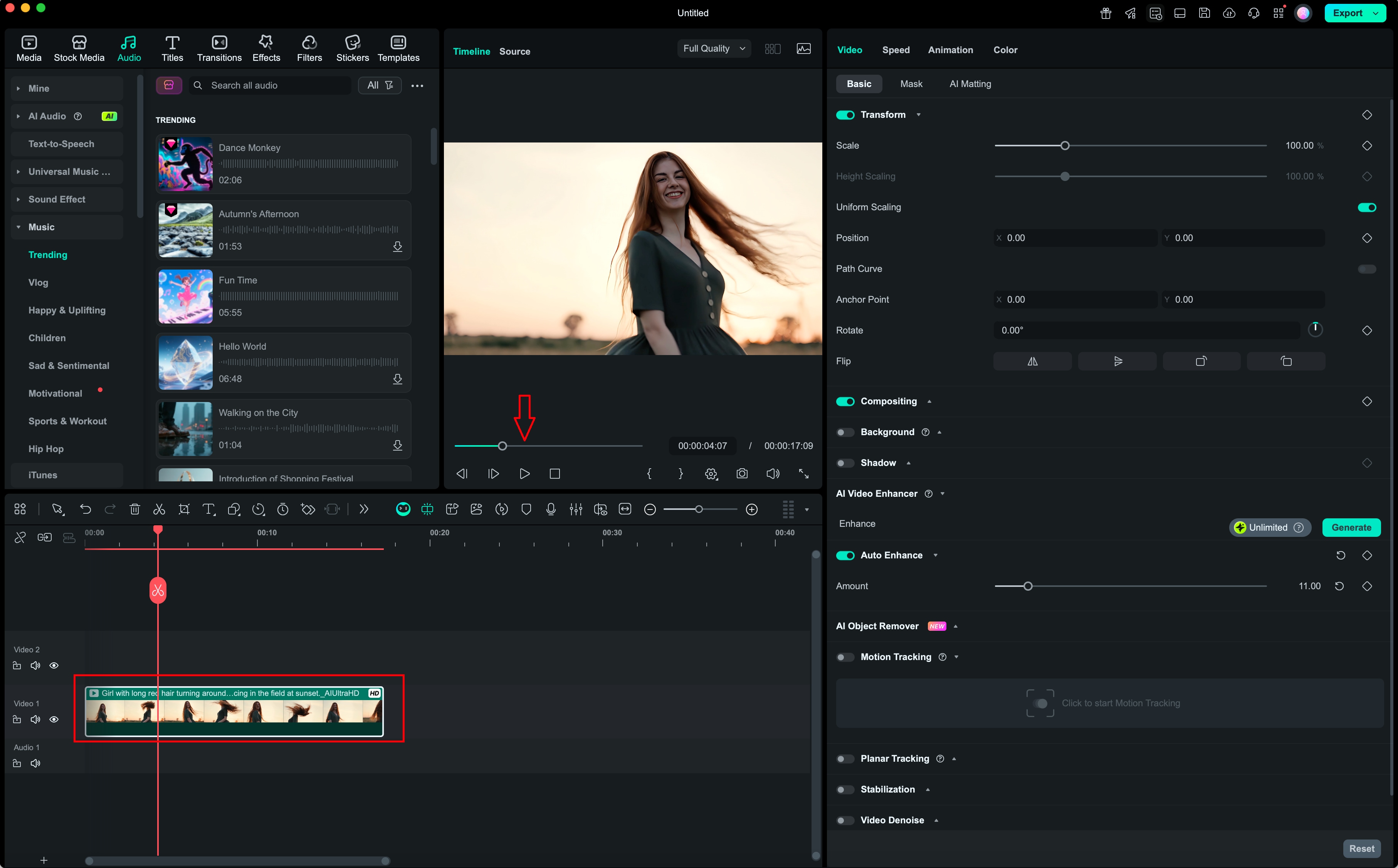 preview the enhanced video