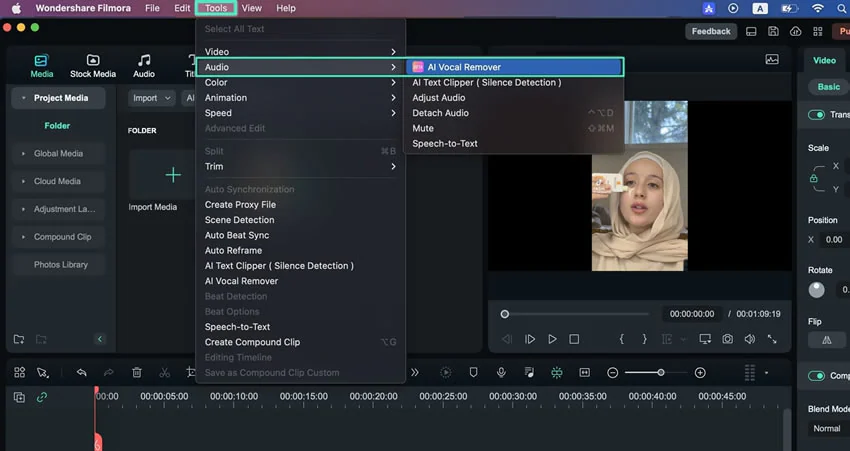 access ai vocal removal from tools