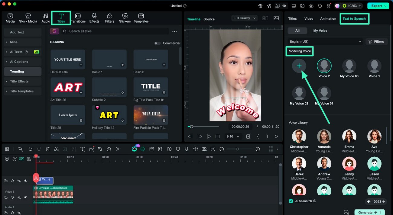 access text to speech and modeling voice