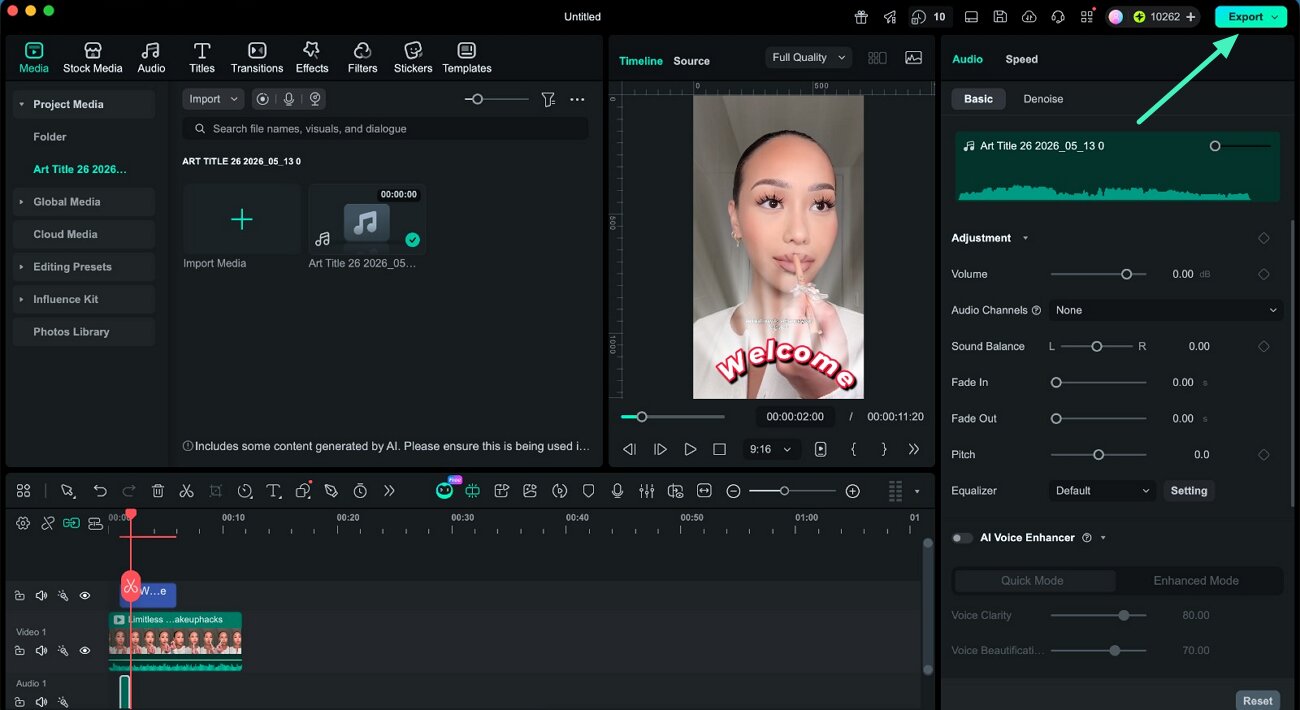 preview and export ai voice cloning