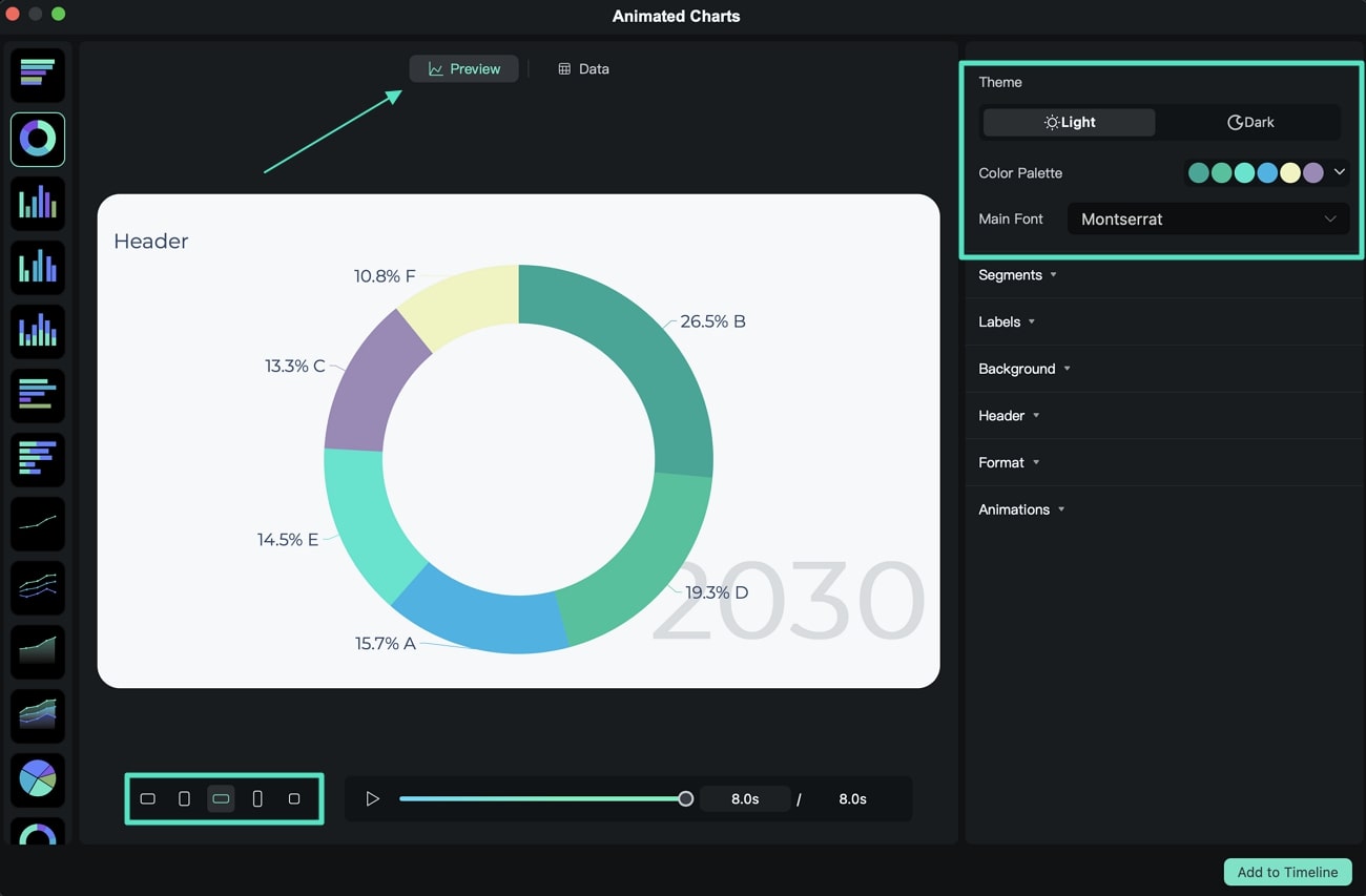 modify animated chart settings