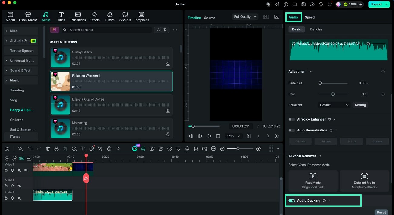 enable audio ducking feature