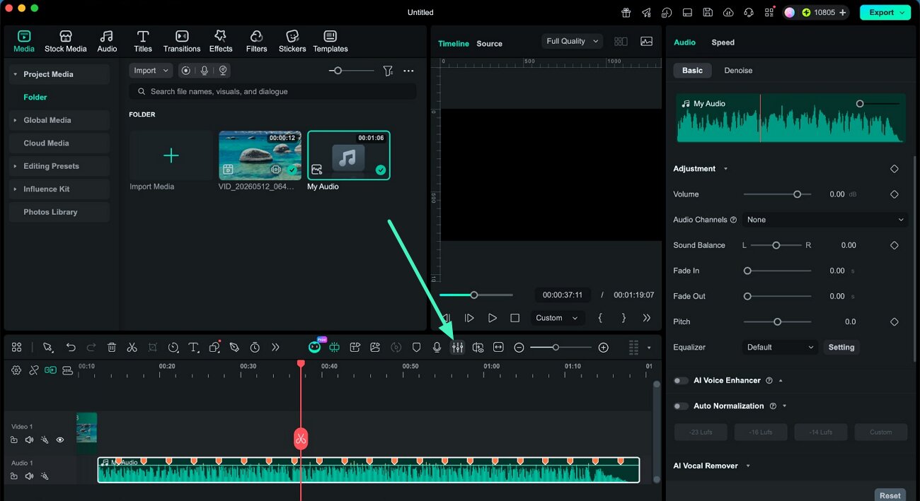 access audio mixer feature