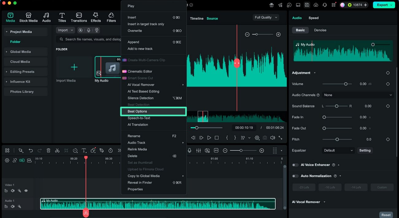 configure beat detection settings