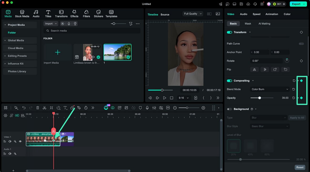 add compositing keyframes filmora mac