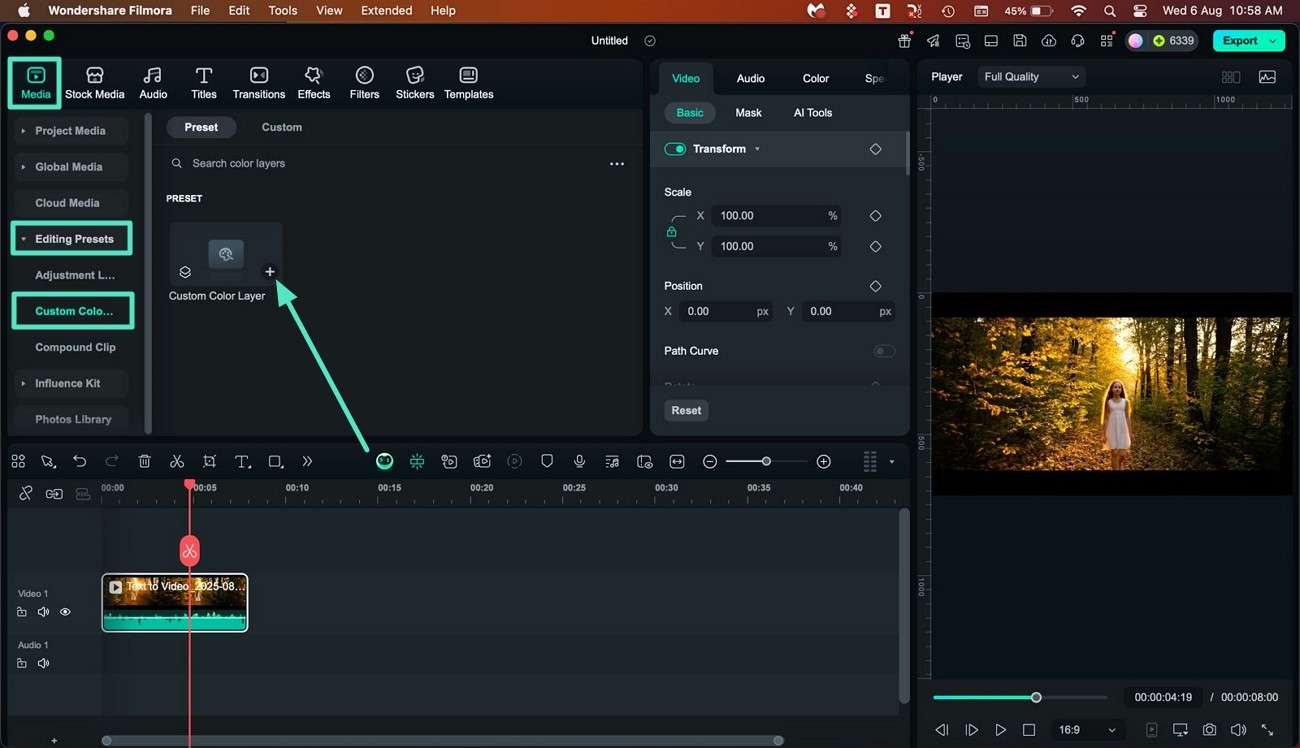 access custom color layer