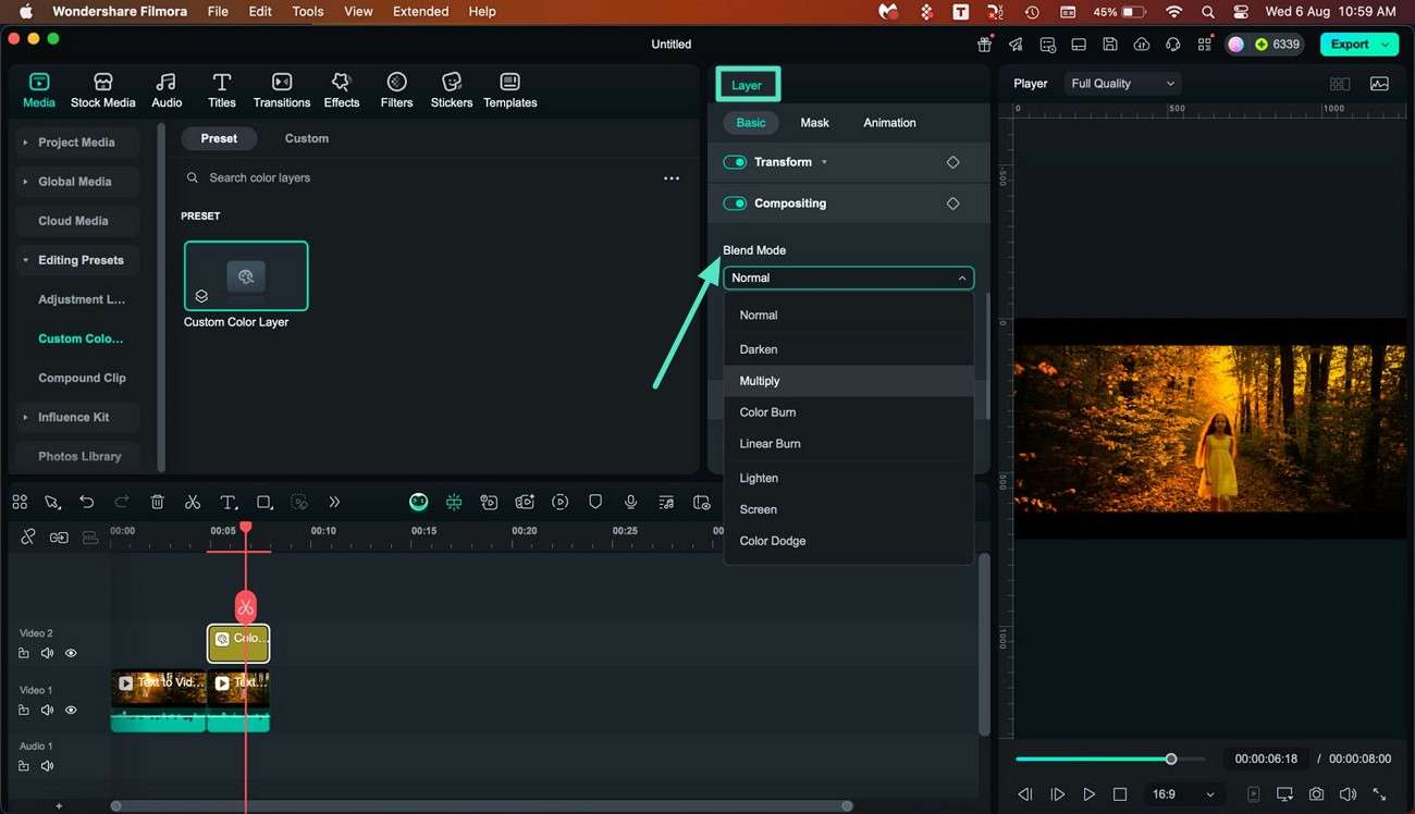 select blending mode