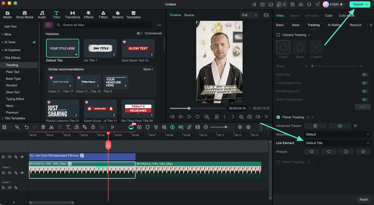 connect title with planar tracking