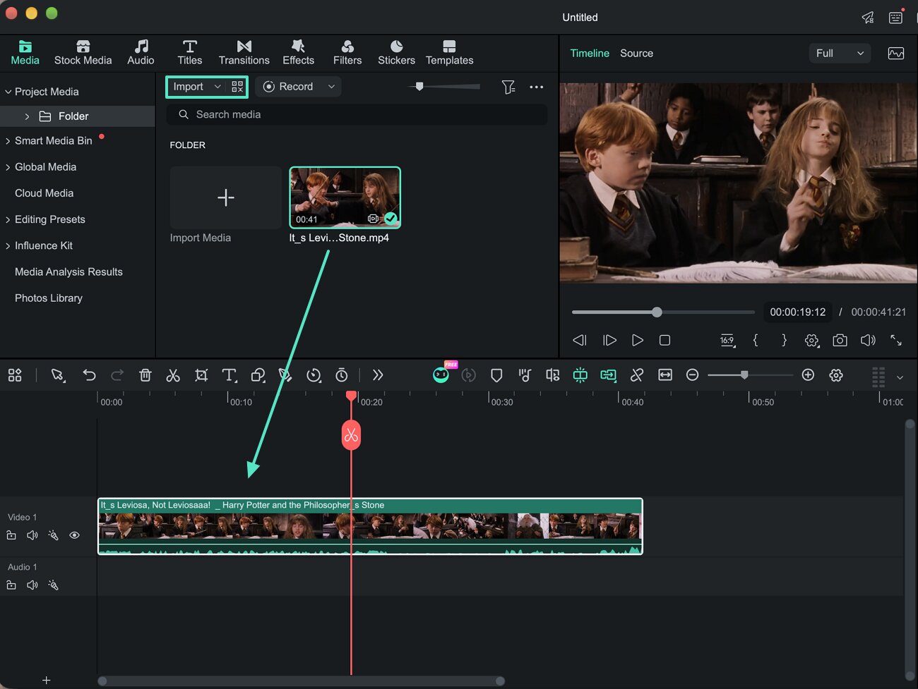 import content to filmora