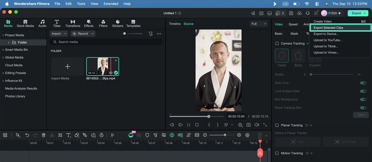 select multiple clips timeline