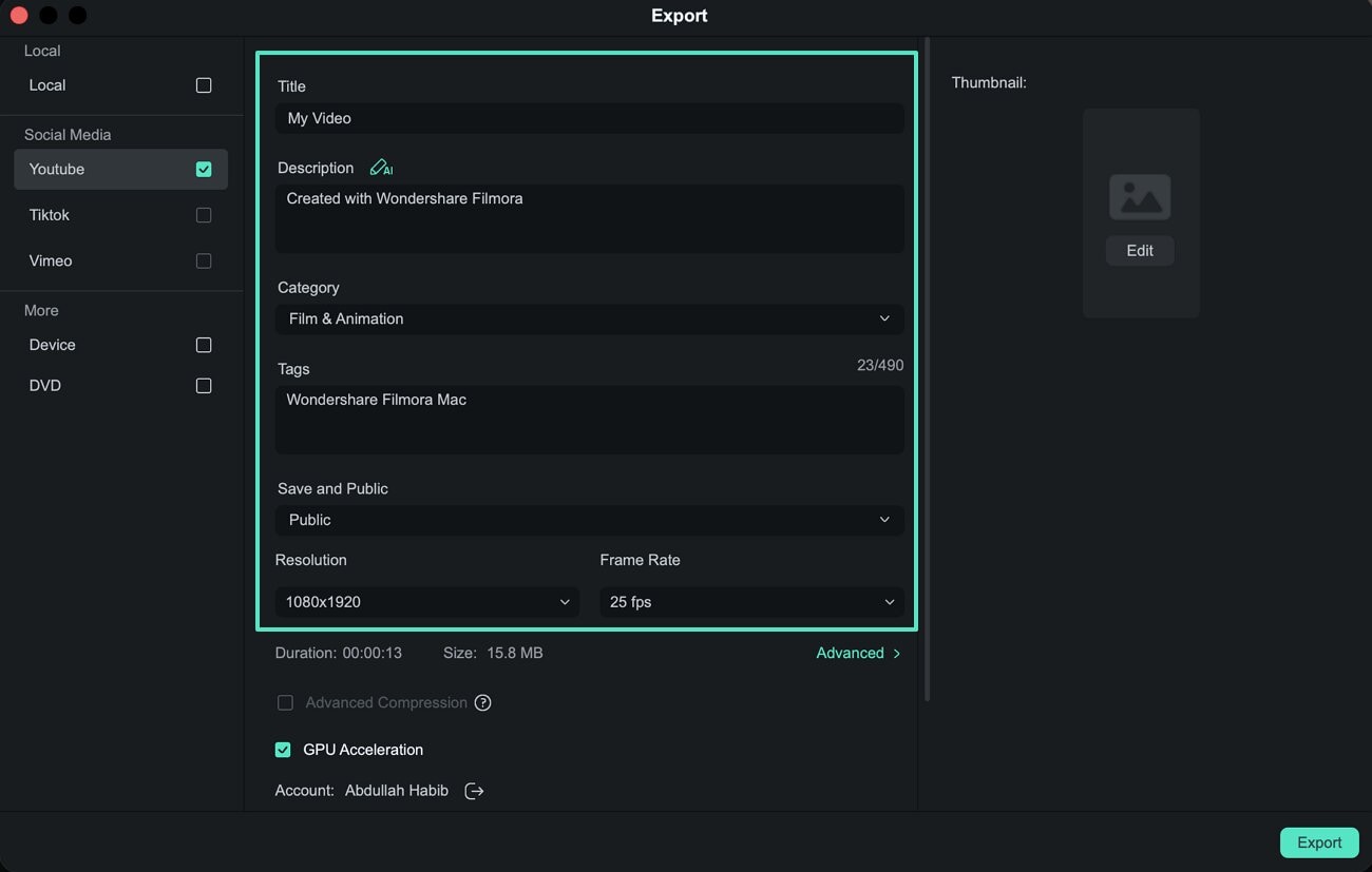 add youtube video upload details