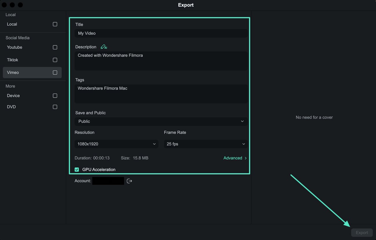 configure vimeo upload information