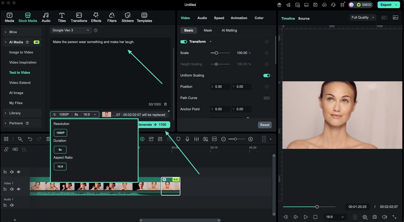 input prompt generate clip