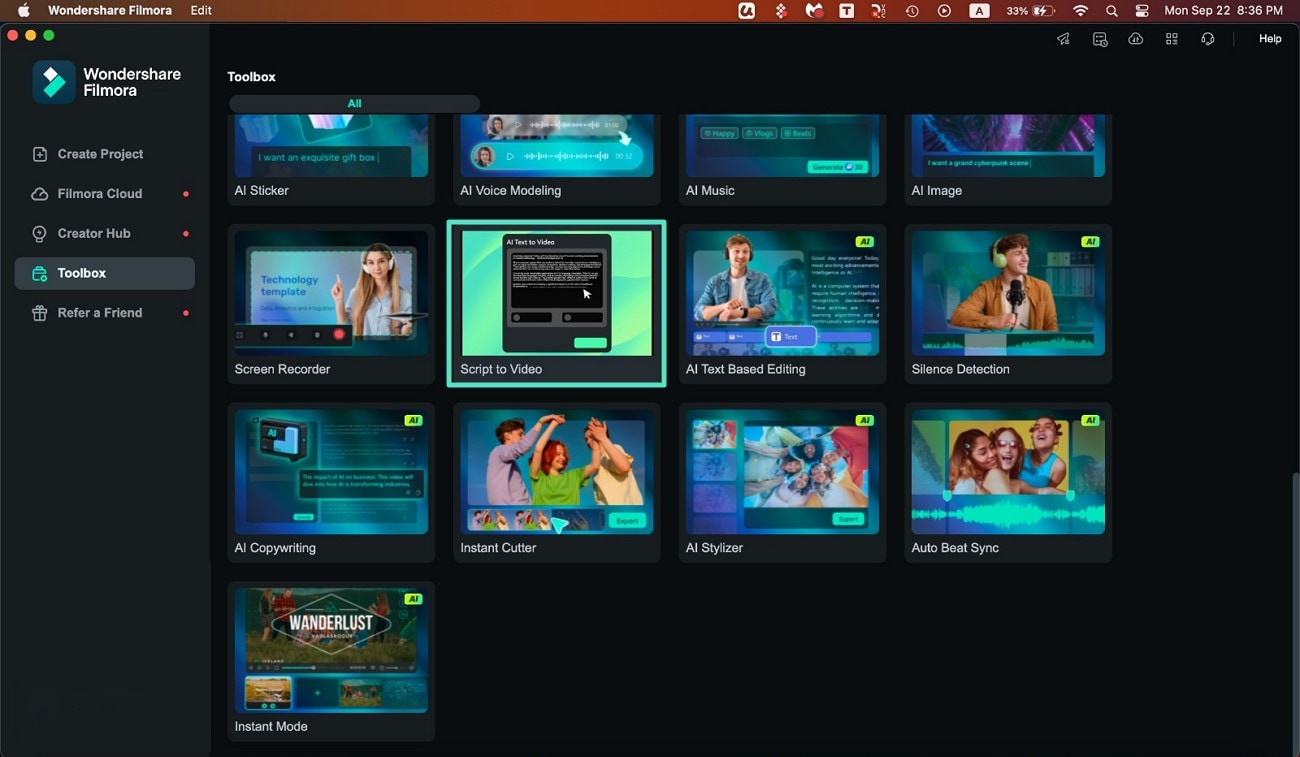 choose script to video feature