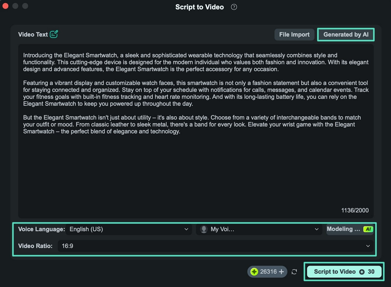 add script generate video