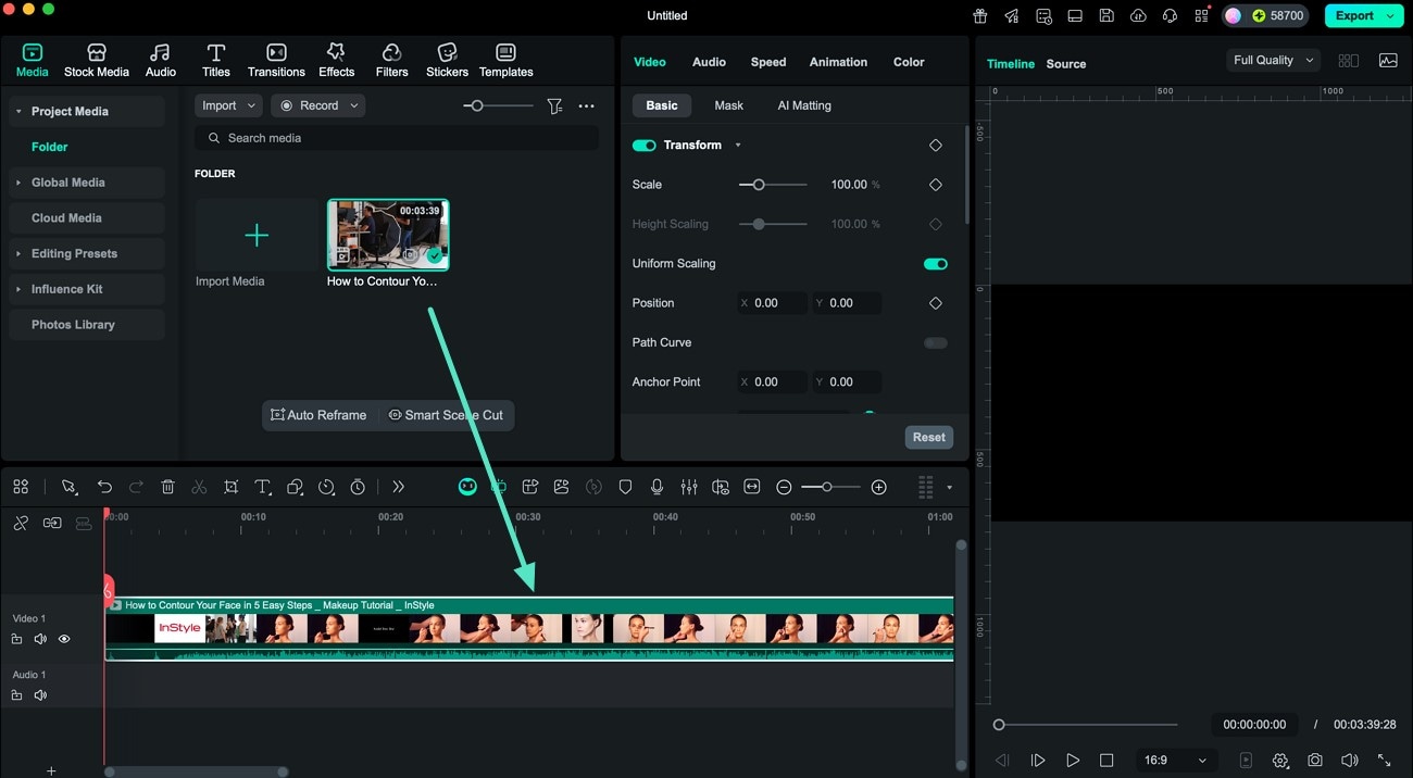 open filmora import video