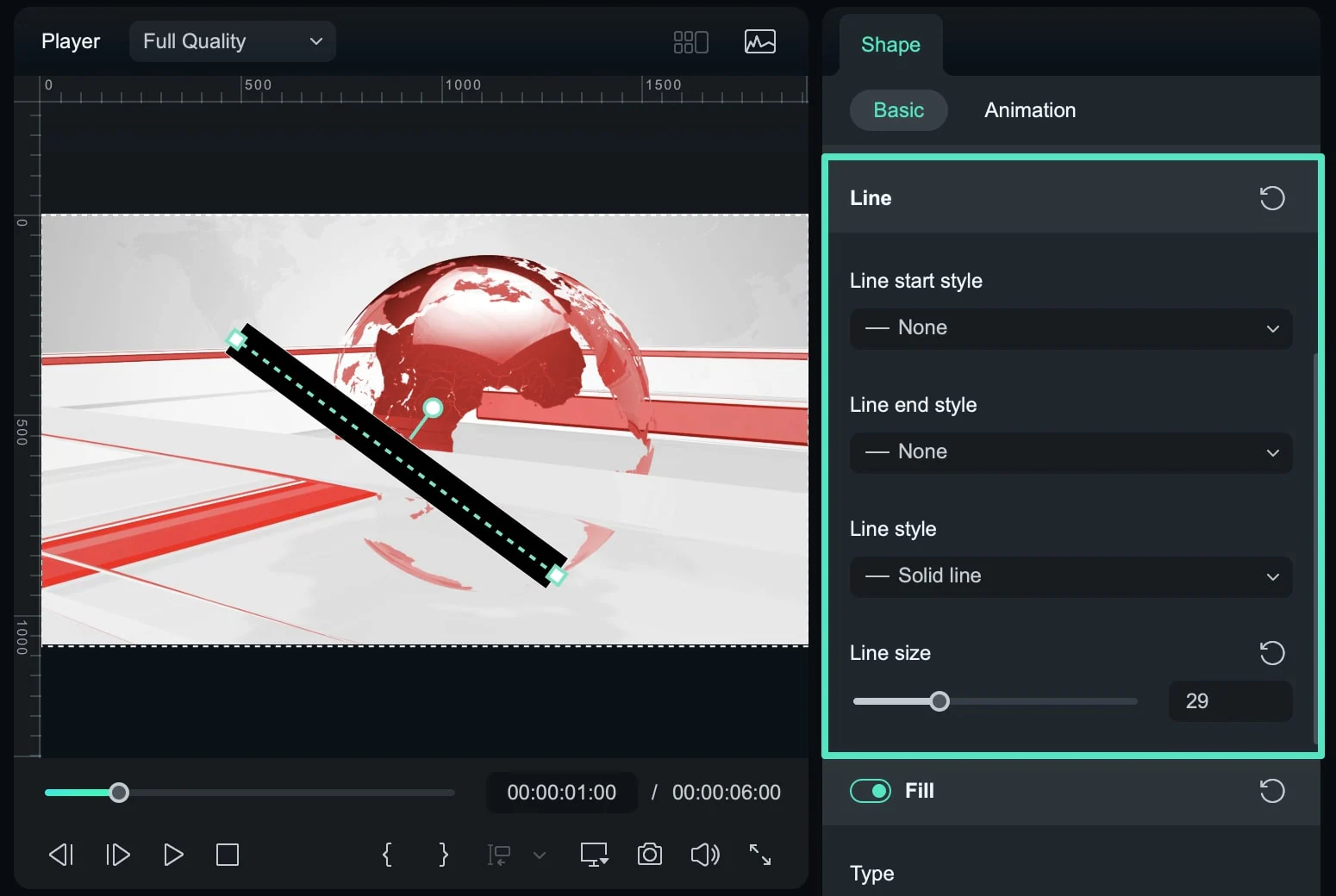 specify line shape settings