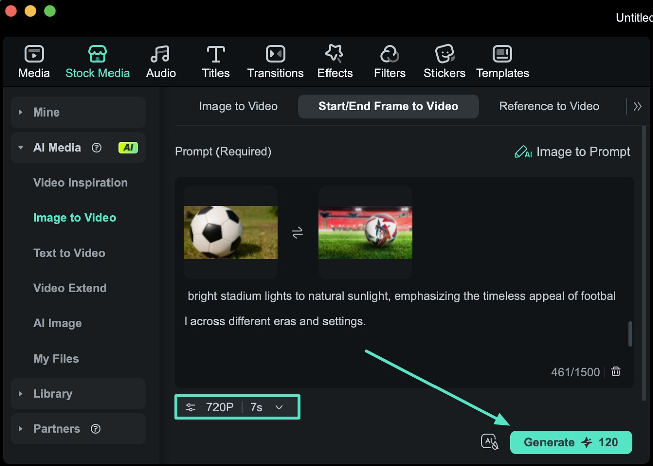 生成されたプロンプトを確認して動画作成を始める画面