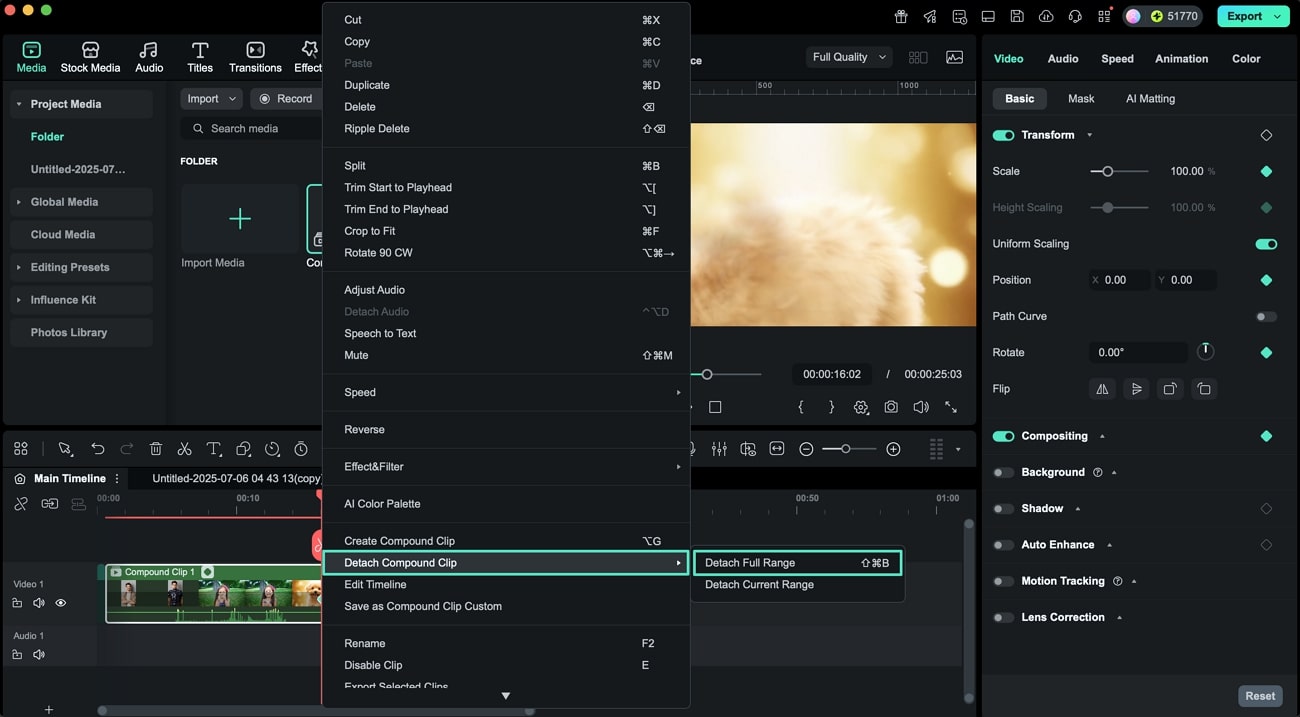 detach compound clip from media