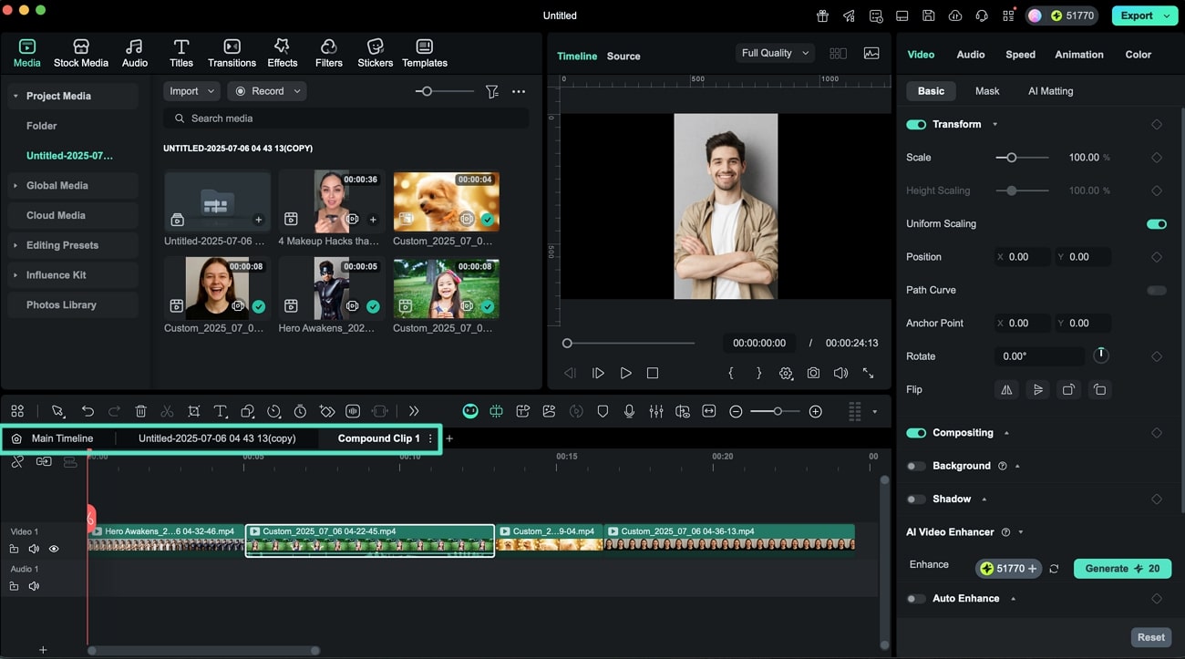 edit particular compound clip