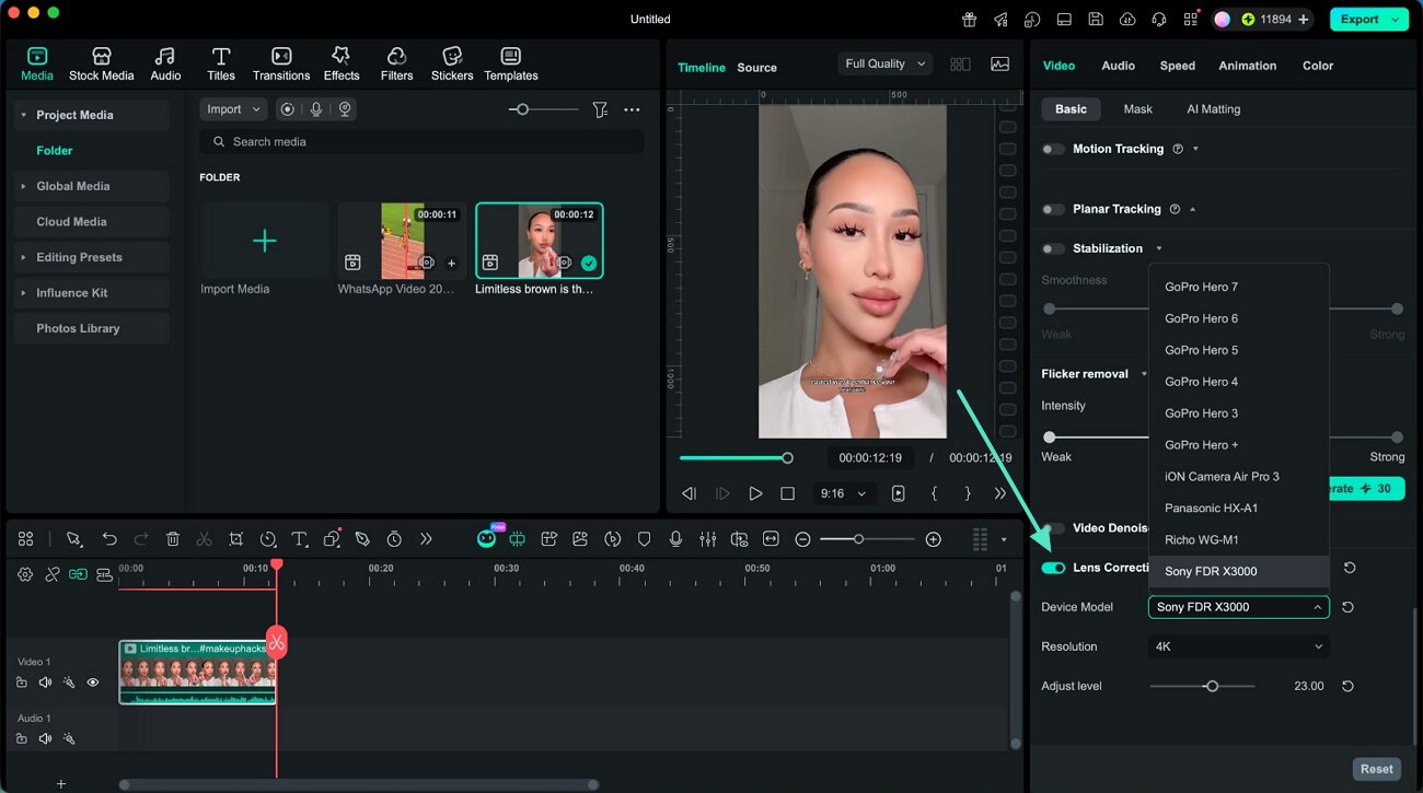 enable lens correction adjust settings mac