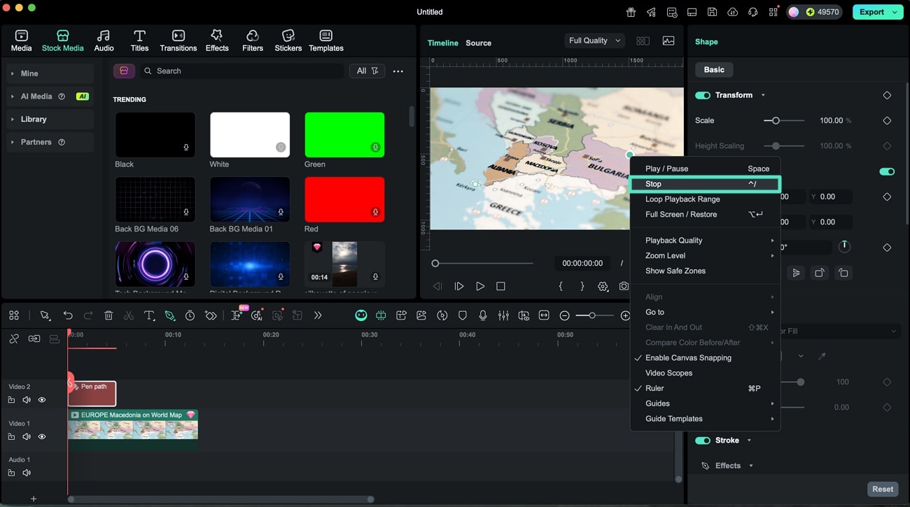 press stop once drawing completed