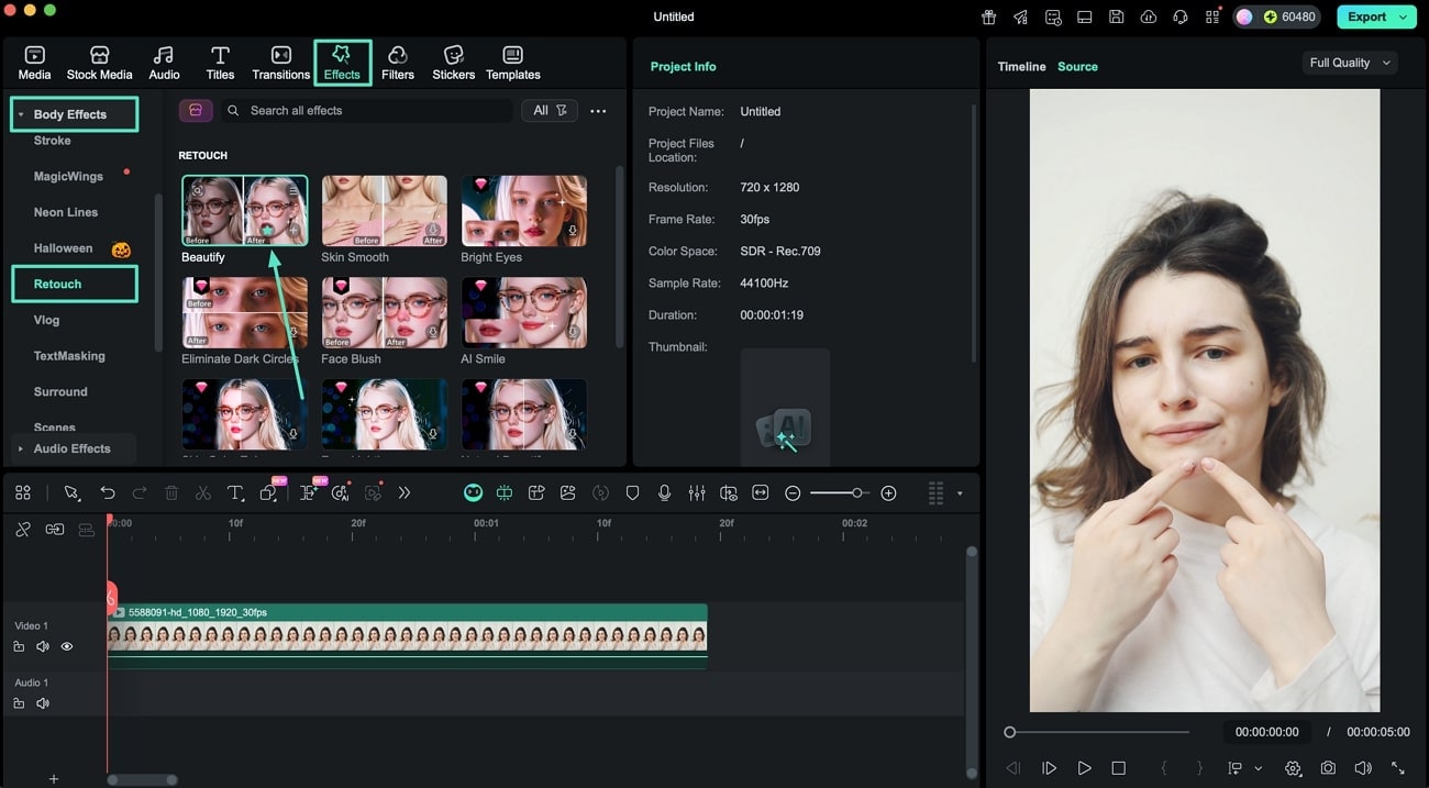 access filmora body effect
