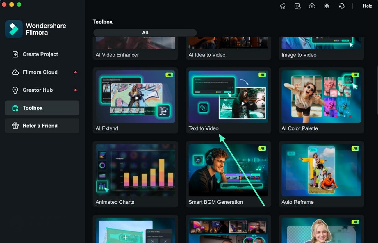 select filmora text to video