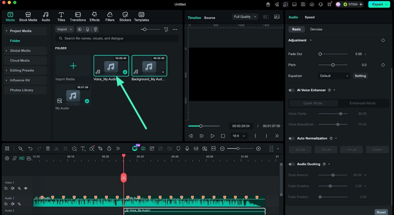 preview processed vocal removed audio on mac
