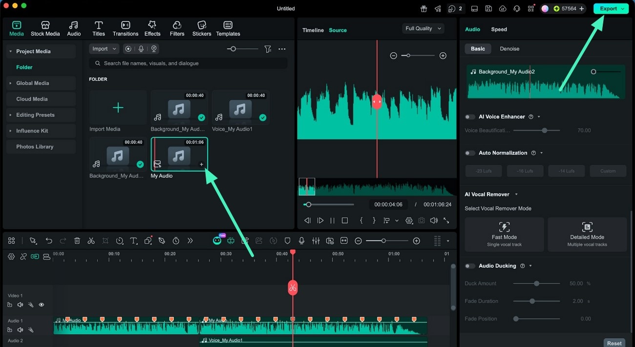 export final vocal removed audio on mac