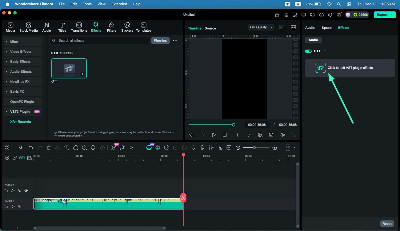 click to modify audio with plugin