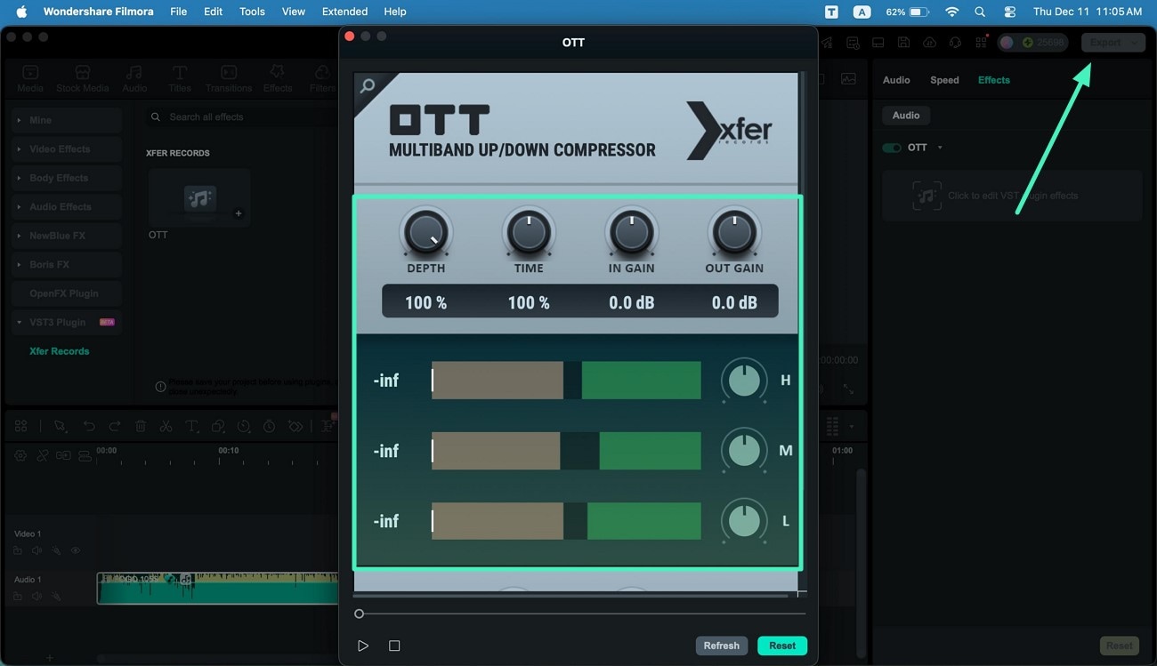 adjust audio elements and export