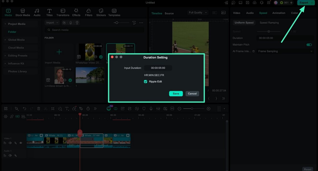 set duration for frame
