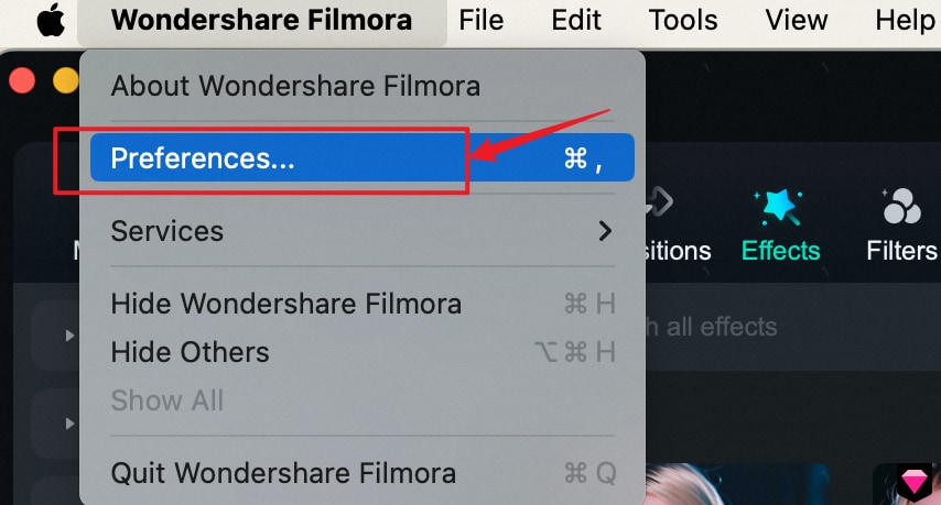 Click on Preferences