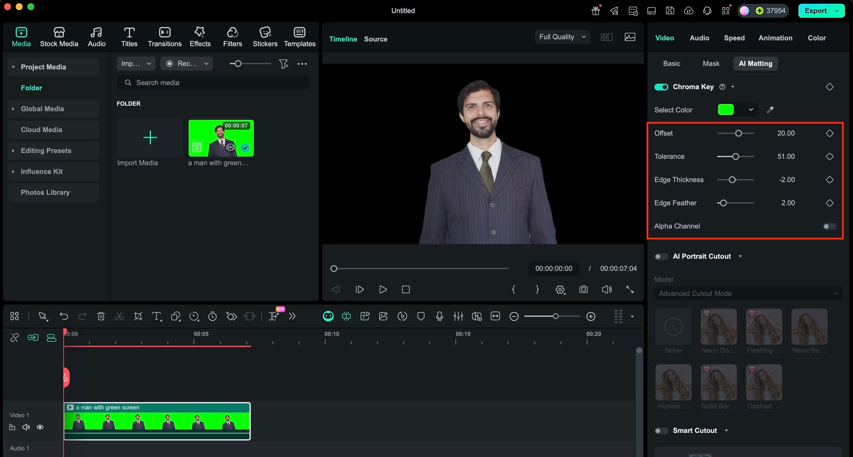 choose the color in filmora for mac