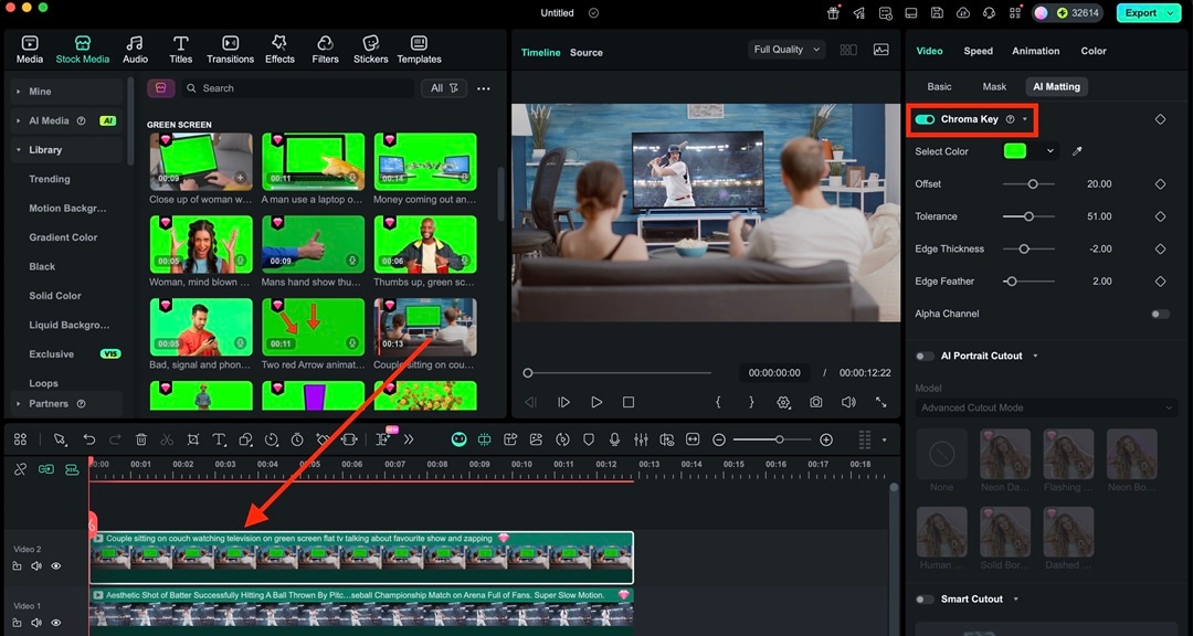 remove the green screenc