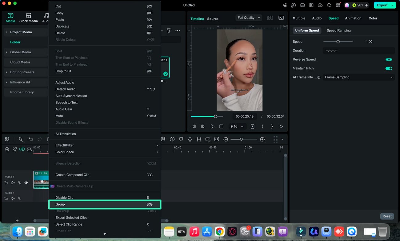 select multiple clips timeline filmora mac