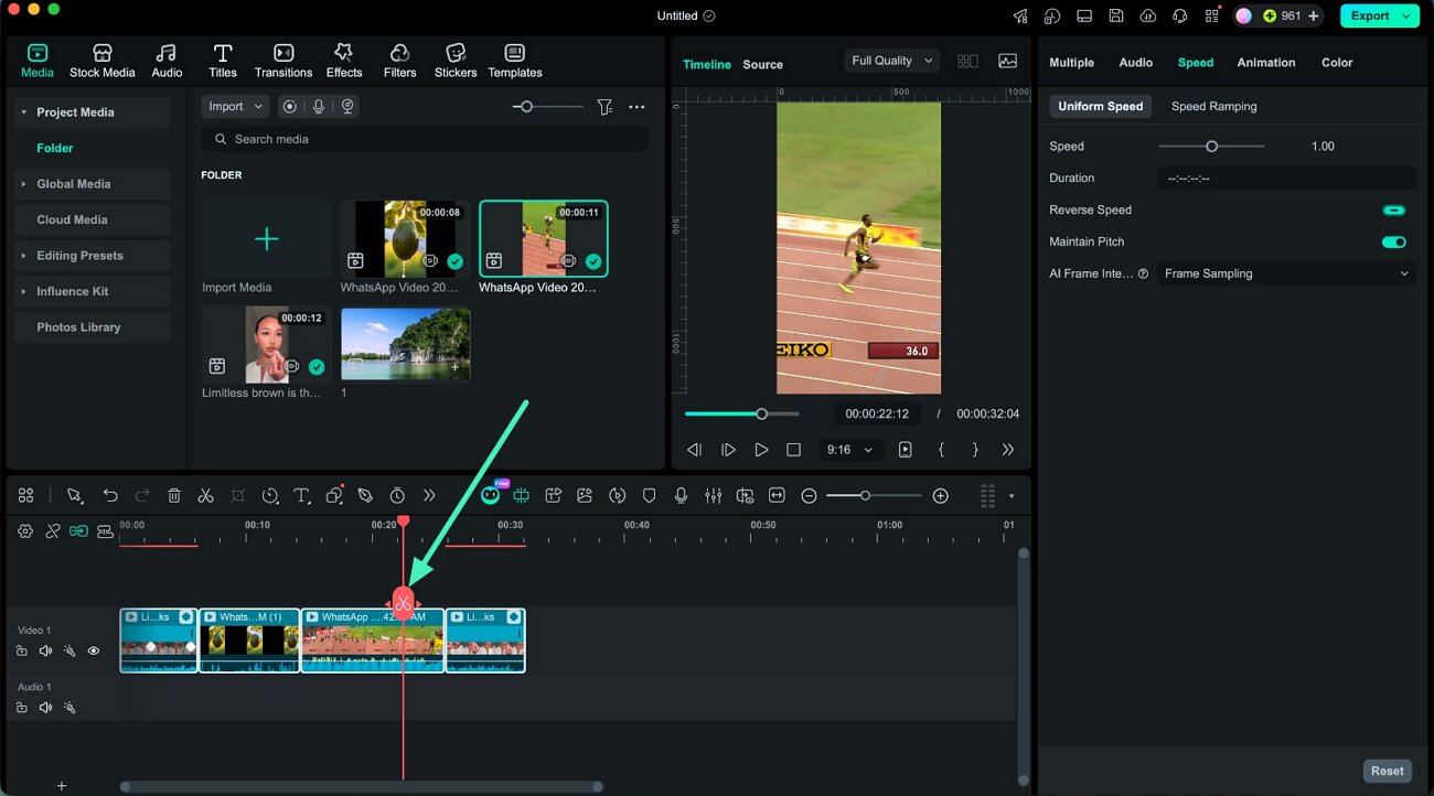 use scissor tool group clips filmora mac