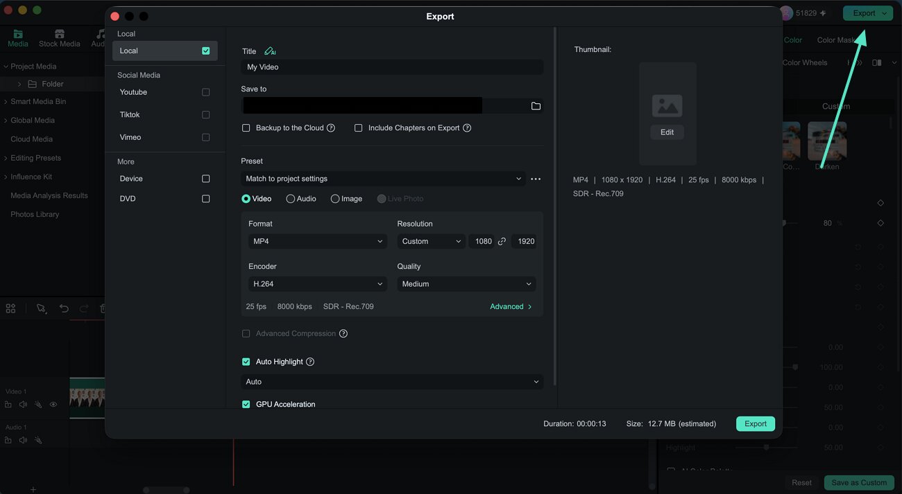 check and export corrected video