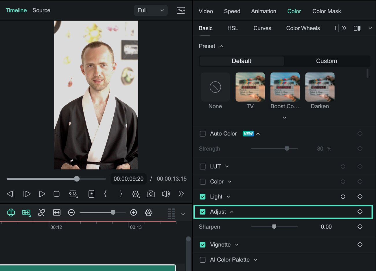 find video adjust controls