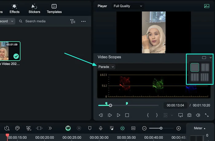 cambia la disposición y gestiona los histogramas