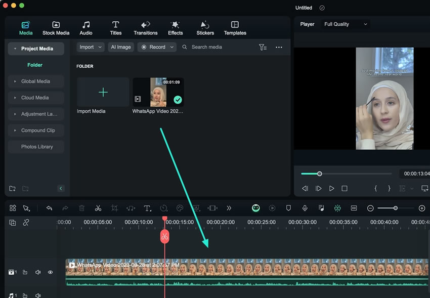 import file to timeline