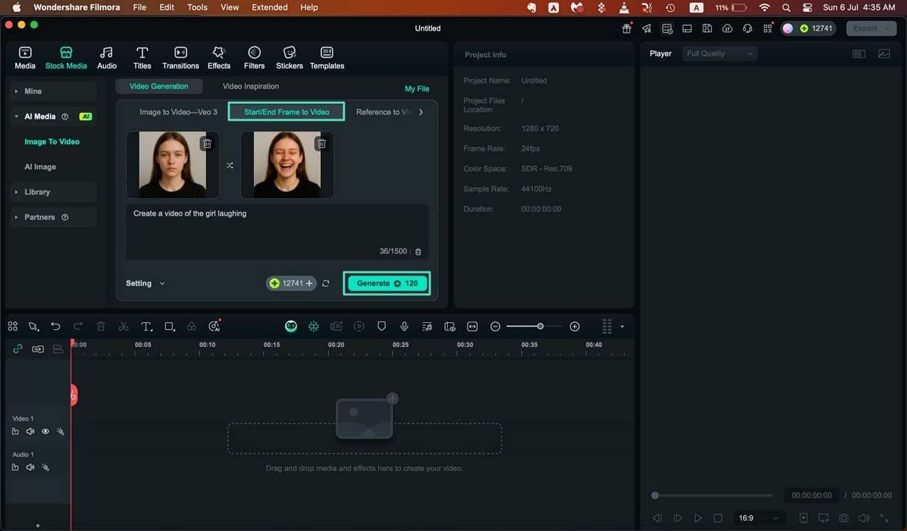 proceed to frame to video section
