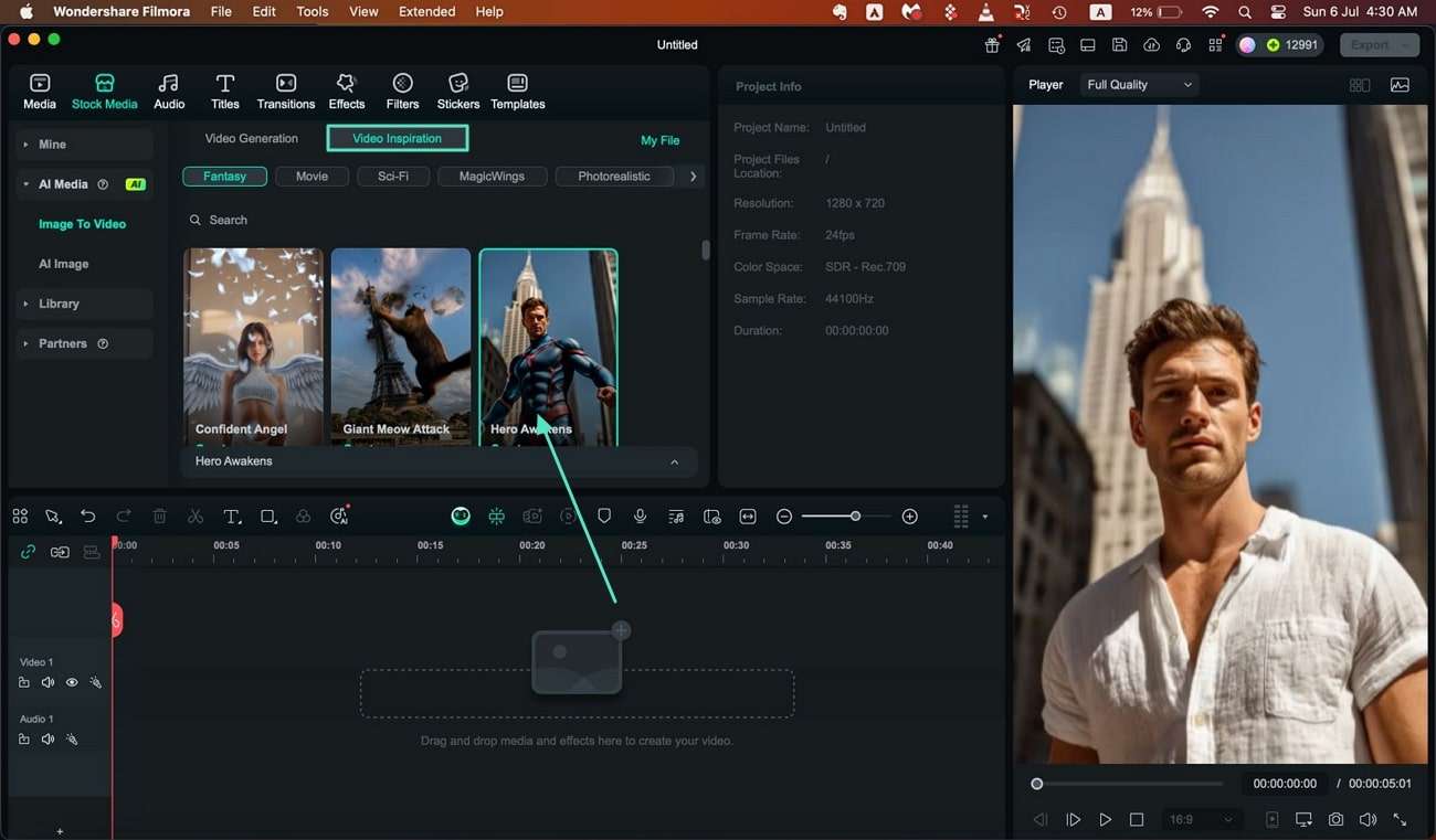 select inspiration for video filmora mac