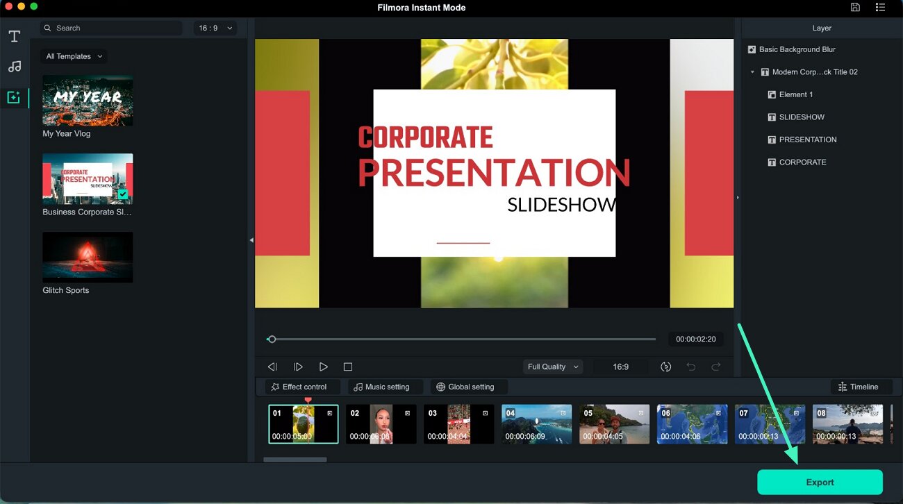 preview and export completed video
