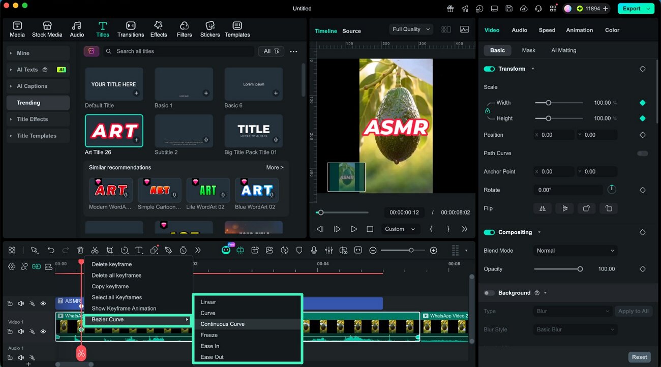 change keyframe curve animation type