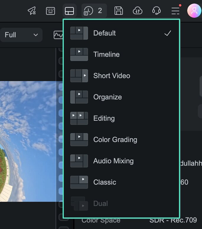 Layout modes in Filmora for Mac